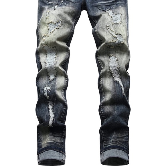 New Mens Ripped and Patched Skinny Jeans Multiple Sizes - Picture 2 of 2